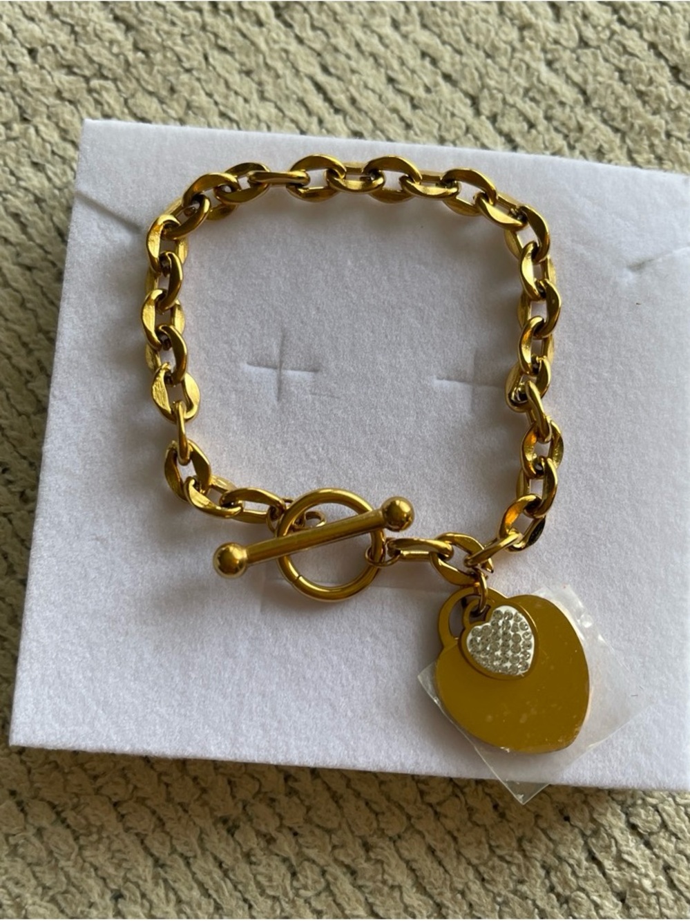 Gold Heart Toggle Chain Bracelet - Women's Jewelry
